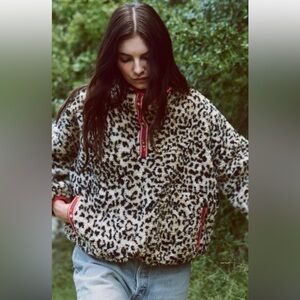 The Great. Leopard Print Fleece Pullover